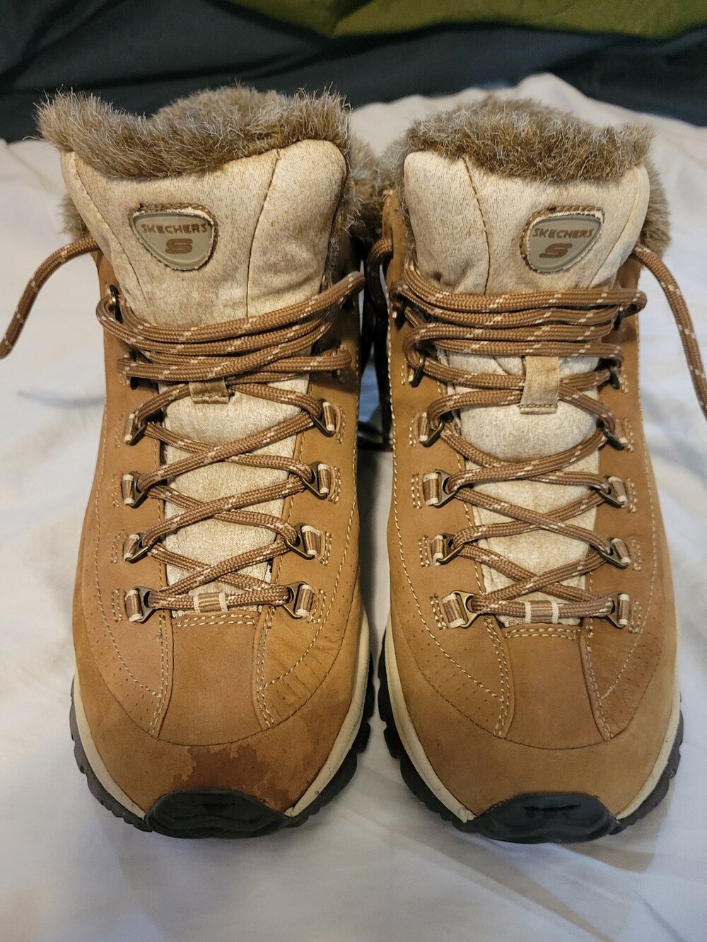 Skechers Women's Tan Brown Faux-Fur Collar Lace-Up Boot - Picture 2 of 5